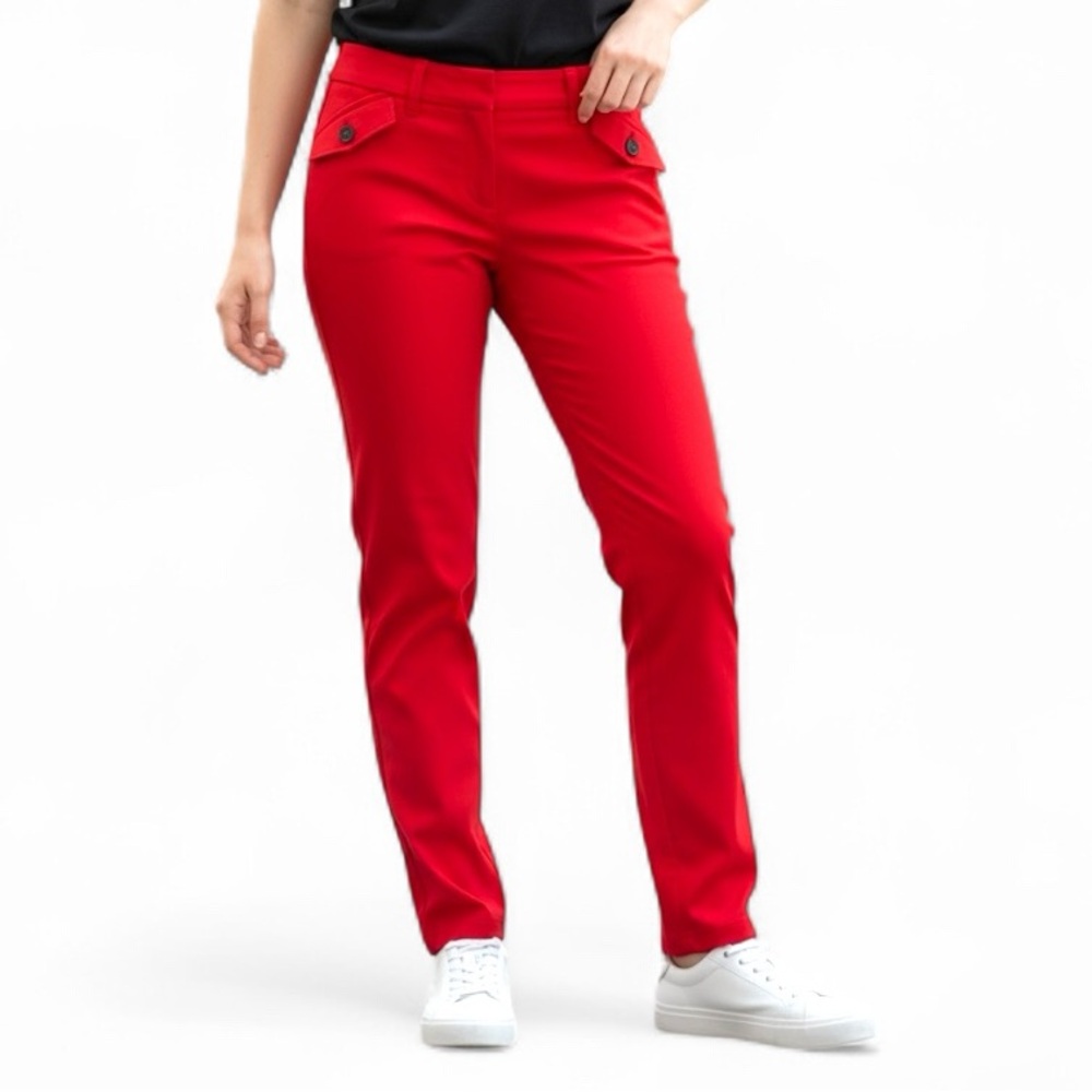 Rachel Zoe Vibrant Red Straight Leg Pants - Picture 3 of 13